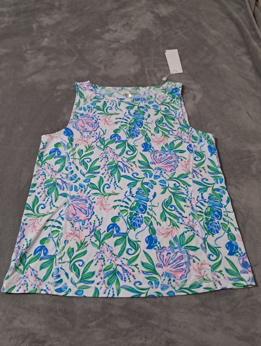 Lilly Pulitzer Luxletic Floral Renay UPF 50+ Tank Top Resort White Sz. L
